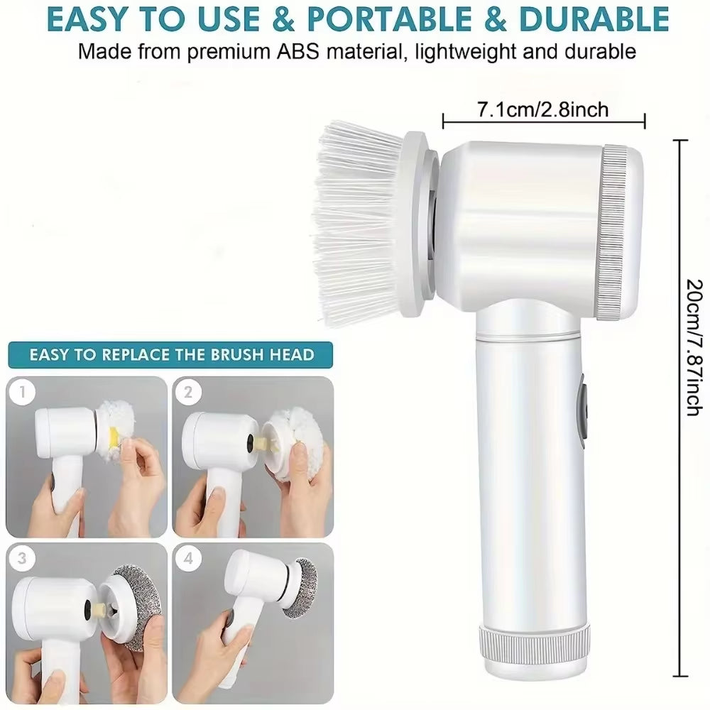 5-in-1 Electric Spin Scrubber – Cordless Power Cleaning Brush with Interchangeable Heads