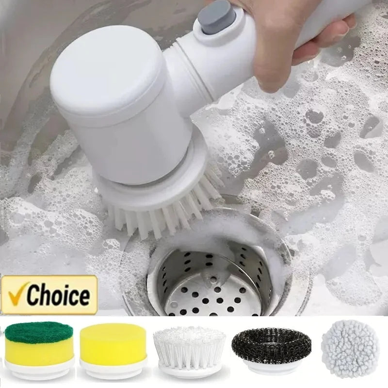 5-in-1 Electric Spin Scrubber – Cordless Power Cleaning Brush with Interchangeable Heads